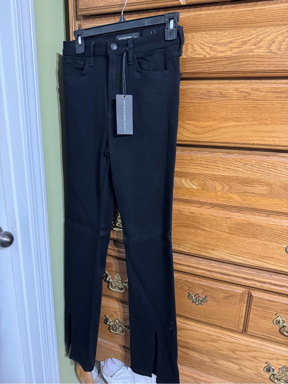 Just Black Black Slim Stretch Pants with Ankle Slits